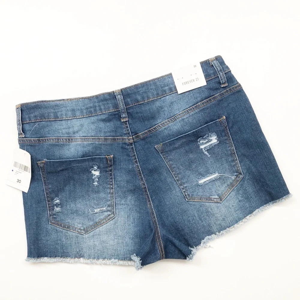 NEW Forever 21 Denim Collection distressed denim shorts